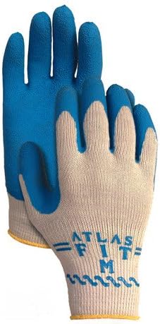 Sz10 Blue SHOWA Atlas Fit 300 Natural Rubber Palm Coated Work Gloves (16 Pairs)