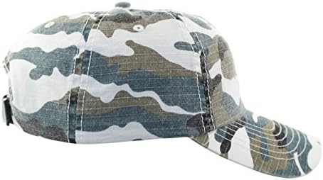 Divlor Men Unconstructed Washed Cap, Camo Design, Made of 100% Cotton, Rip-stop Fabric , Self-fabric Strap With Velcro Adjustable Closure, Inner Hatband, Small Ventilation Holes, Pre-curved Bill (Blue Camo)