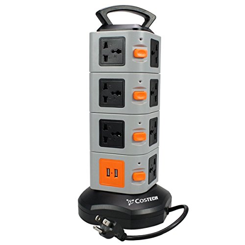 16 outlet 6 feet cable smart socket,costech vertical mu…