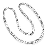 Platinum Plated Mens Figaro Chain Necklace 24 inch long 7 mm thickness Lobster Clasp