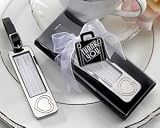 Elegant Chrome Luggage Tag with Engraved Heart Wedding Favor