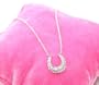 Beautiful Genuine Cubic Zirconia CZ 1/2" Horseshoe Charm Necklace Silver Tone Comes Gift Boxed