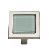 Atlas Homewares 1-3/4-Inch Spa Green Square Knob, Brushed Nickel  #230-GR/BRN