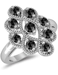 2/3 (0.62-0.70) Cts Black Diamond Ring in 14K White Gold