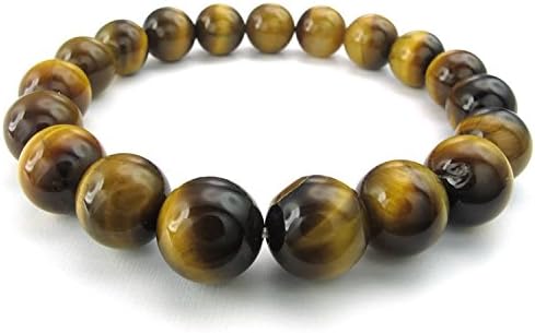 Mygoodie Jewelry Tiger Eye Gemstone Mens Womens Bracelet, 10-12mm Natural Energy Stone Beads, Brown