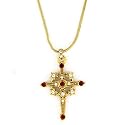 Star Emblazoned Cross Gold Tone Pendant Necklace