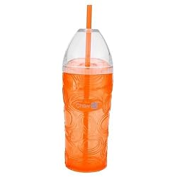 Zak Designs Clear/Mango 16-Ounce Chiller with Straw