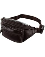 Polare Men's Classic Genuine Leather Waist Bag Fanny Pack Organizer