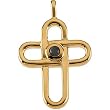 14K Yellow Gold Onyx Cross Pendant