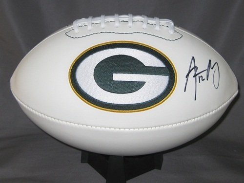 AARON RODGERS SIGNED AUTOGRAPHED GREEN BAY PACKERS LOGO FOOTBALL W/ HOLOGRAM + COA