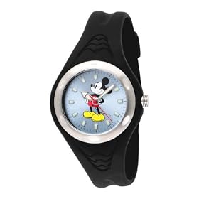 Disney Womens MCK321 Mickey Mouse Black Rubber Strap Watch