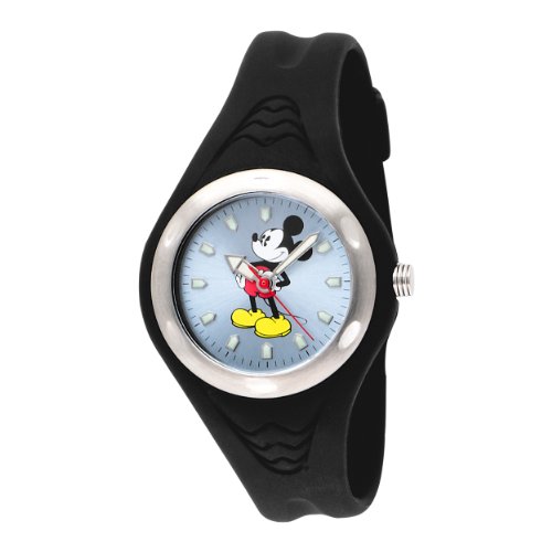 Disney Women's MCK321 Mickey Mouse Black Rubber Strap Watch