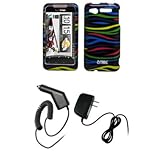 EMPIRE Black with Multi Color Zebra Stripes Design Hard Case Cover + Car Ch ....