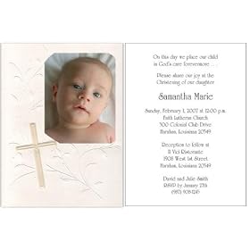 Trifold Pearl Photo Baptism Christening Invitations - Set of 20
