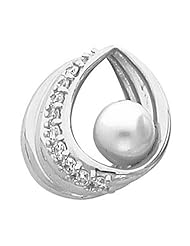 14K White Gold White Akoya Cultured Pearl and Diamond Pendant -- LIFETIME WARRANTY