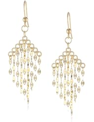 14k Yellow Gold Italian Multi-Strand Mirror Chain Dangle Earrings