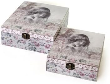 Novell Collection Beautiful Design Set Of 4 Keepsakes or Jewelry Box Consists of 2 Large 7.5 x 7.5 and 2 Smaller 6 x 6