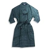 Roundtree & Yorke - Mens Big And Tall Flannel Plaid Robe, Green, Navy