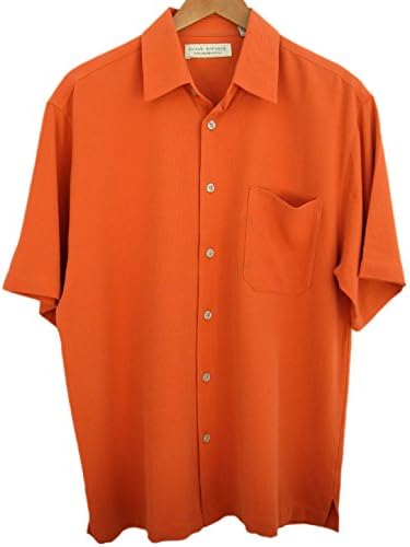 Mens Silk Camp Shirt Solid Waffle Weave Casual