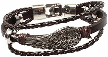 CSG Punk Rock Angel Wings Pu Leather Bracelet