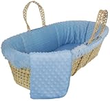 Tadpoles Dimple Velour Moses Basket, Blue