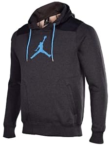 Jordan Men's Nike Classic Fit Jumpman Air Pullover Hoodie-Dark Gray-Medium