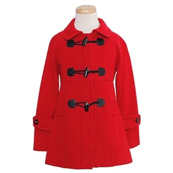 Shyla Coats Girls Size 6-16 Red Toggle Wool Winter Pea Coat