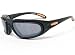 Motorcycle Tear Free Padded Glasses Black Frame with Orange Accents and Silver Flash ...
