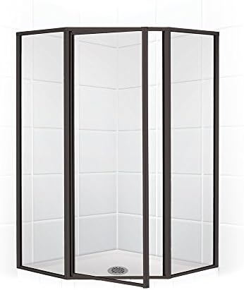 Legend Series 19 in. x 24 in. x 19 in. x 66 in. Framed Neo-Angle Swing Shower Door in Oil Rubbed Bronze and Clear Glass
