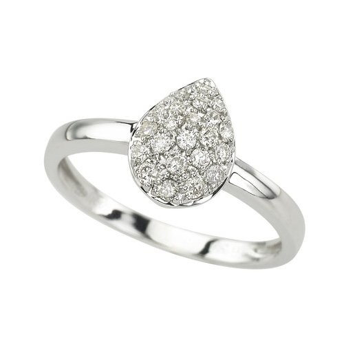 14K White Gold 1/4 ct. Diamond Teardrop Shaped Fashion Ring