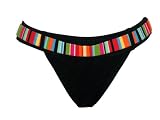 Body I.D. Black w/ Multi Colored Striped Front Belted Swim Bottom
