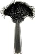 Fabulous Battenburg Lace Victorian Style Feather Fan in All Black