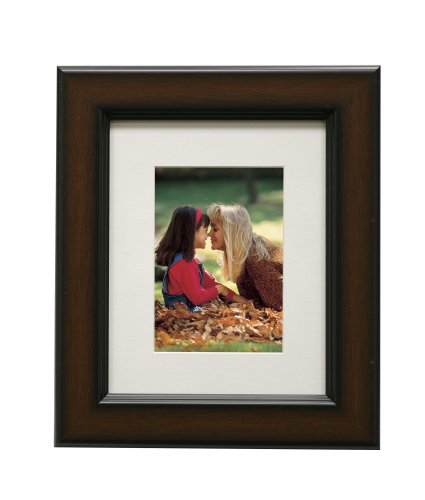 BP Industries 8 by 10 Flat Step Profile Frame, Walnut with Black with 5 by 7 Mat