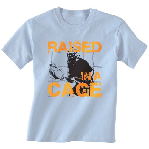 Lacrosse T-Shirt Short Sleeve - Raised In a Cage Lacrosse Adult Medium on Light Blue