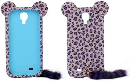 Cases Kingdom 3D Cute Leopard With Tail TPU Case Cover Skin for Samsung Galaxy S4 S IV i9500 Purple