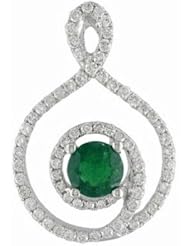 18K White Gold Emerald and Diamond Pendant -- LIFETIME WARRANTY