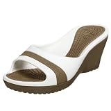  : Crocs Women's Sassari Peep Toe Wedge,Khaki/White,6 M