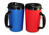 2 ThermoServ Foam Insulated Coffee Mug 20 oz w/Lids (1)Blue & (1)Red