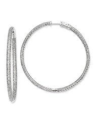 Sterling Silver Plated with CZ Hinged Hoop Earrings