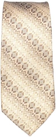 100% Silk Woven, Gold Buff Ecru Mauve, Paisley Stripe Mens Tie