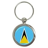 41XlvSm%2BzyL. SL160  Saint Lucia Flag Round Key Chain