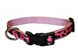 Xsmall Pink Leopard Dog Collar: 1/2" wide, Adjusts 6-12".
