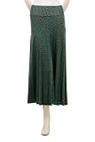 Jully Kang A-Line Stretch Waistband Circular Print Long Skirt Pink Brown Green
