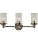Visual Comfort AH2202AN-CG Alexa Hampton 3 Light Ava Triple Sconce in Antique Nickel with Crystal