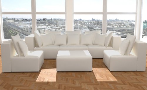 MODELL HOLLYWOOD: DESIGNER WOHNLANDSCHAFT: 6 LUXUSTEILE + 14 KISSEN NEU