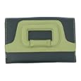 Golunski genuine leather wallet purse - navy & lime green'