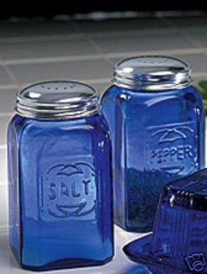 Salt and Pepper Square Cobalt Glass