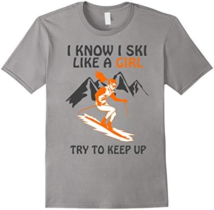 Men's I Ski Like A Girl T shirt Medium Slate