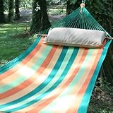 Deluxe Mayan Hammock with Wood Green, Orange, Lime Green, Yellow