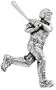 Sterling Silver Baseball Player "Batter" Brooch Pin, 1 7/16" (37mm) tall